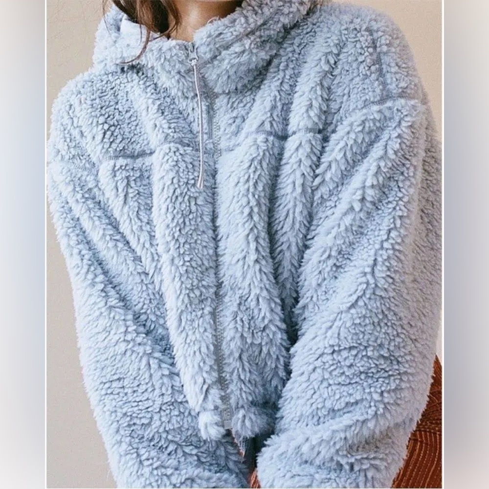 Urban outfitters blue teddy jacket